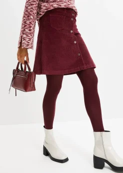 Jupe boutonnée en velours côtelé extensible