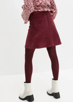 Jupe boutonnée en velours côtelé extensible