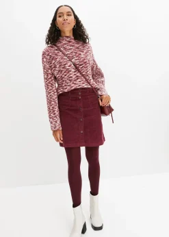 Jupe boutonnée en velours côtelé extensible