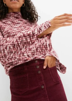 Jupe boutonnée en velours côtelé extensible