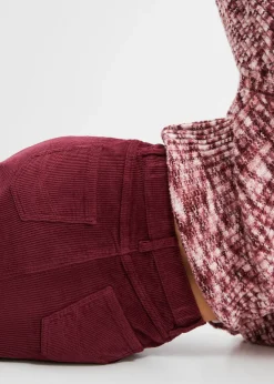 Jupe boutonnée en velours côtelé extensible