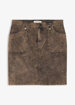 Jupe courte en velours côtelé délavé