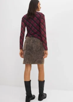 Jupe courte en velours côtelé délavé