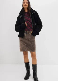 Jupe courte en velours côtelé délavé