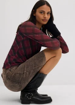 Jupe courte en velours côtelé délavé