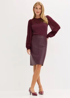 Jupe crayon en suédine, longueur genou