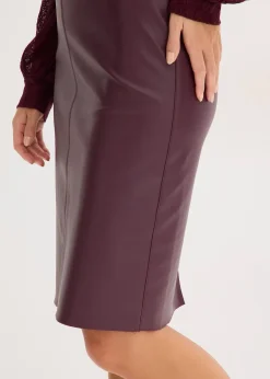 Jupe crayon en suédine, longueur genou