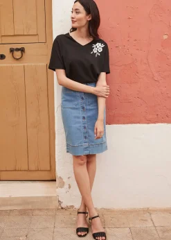 Jupe en jean à boutons