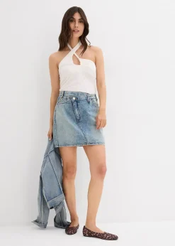 Jupe en jean à fermeture décalée asymétrique