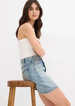 Jupe en jean à fermeture décalée asymétrique