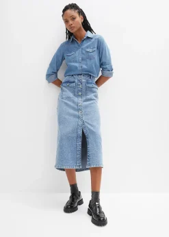 Jupe en jean avec poches plaquées