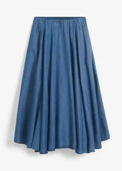 Jupe en jean, taille haute et élastiquée, coton