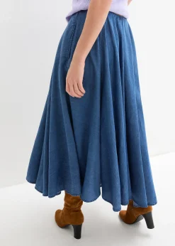 Jupe en jean, taille haute et élastiquée, coton