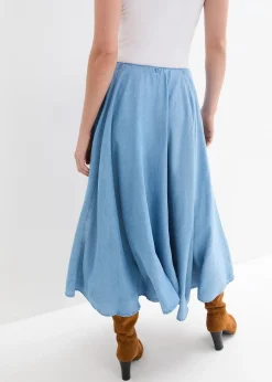 Jupe en jean, taille haute et élastiquée, coton