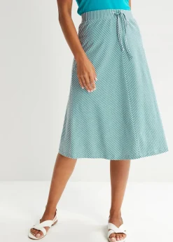 Jupe en jersey à rayures, longueur genou