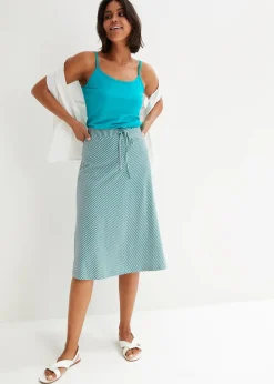 Jupe en jersey à rayures, longueur genou