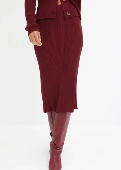 Jupe en maille côtelée, viscose majoritaire