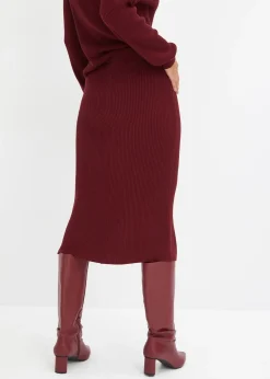 Jupe en maille côtelée, viscose majoritaire