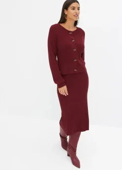 Jupe en maille côtelée, viscose majoritaire