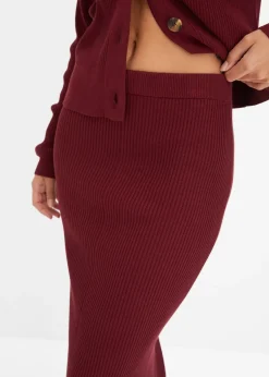 Jupe en maille côtelée, viscose majoritaire