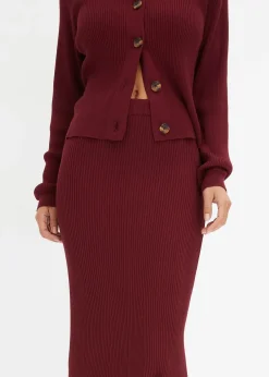 Jupe en maille côtelée, viscose majoritaire