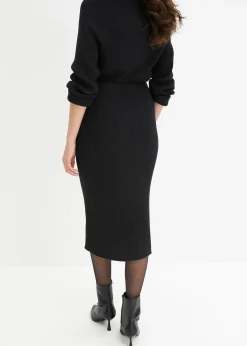 Jupe en maille côtelée, viscose majoritaire