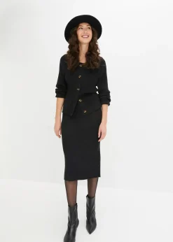 Jupe en maille côtelée, viscose majoritaire