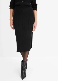 Jupe en maille côtelée, viscose majoritaire