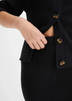 Jupe en maille côtelée, viscose majoritaire