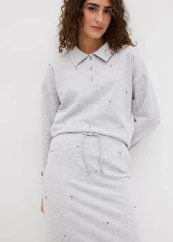 Jupe en sweat à rivets