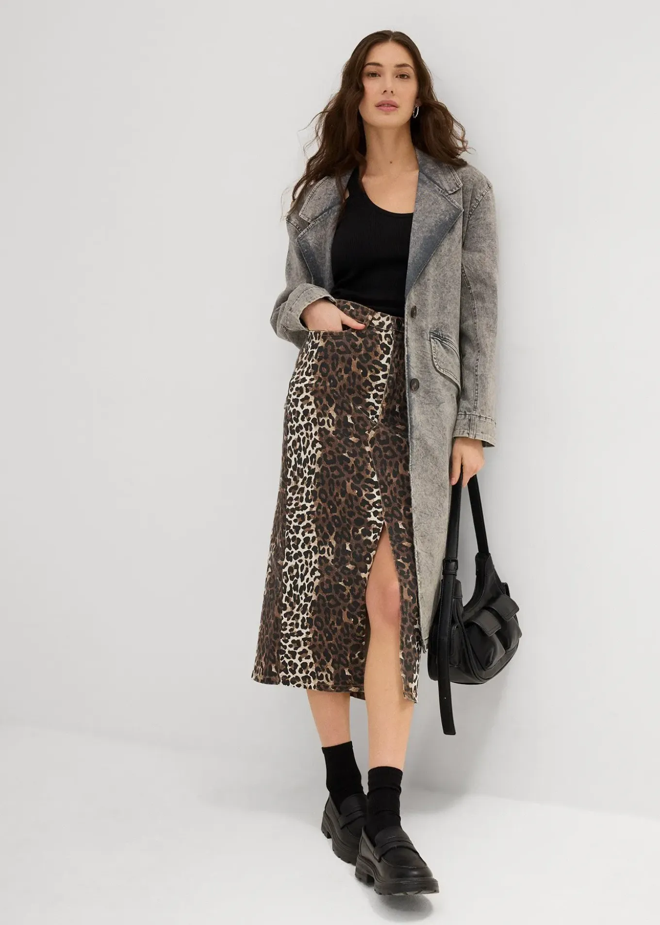 Jupe en twill de coton extensible