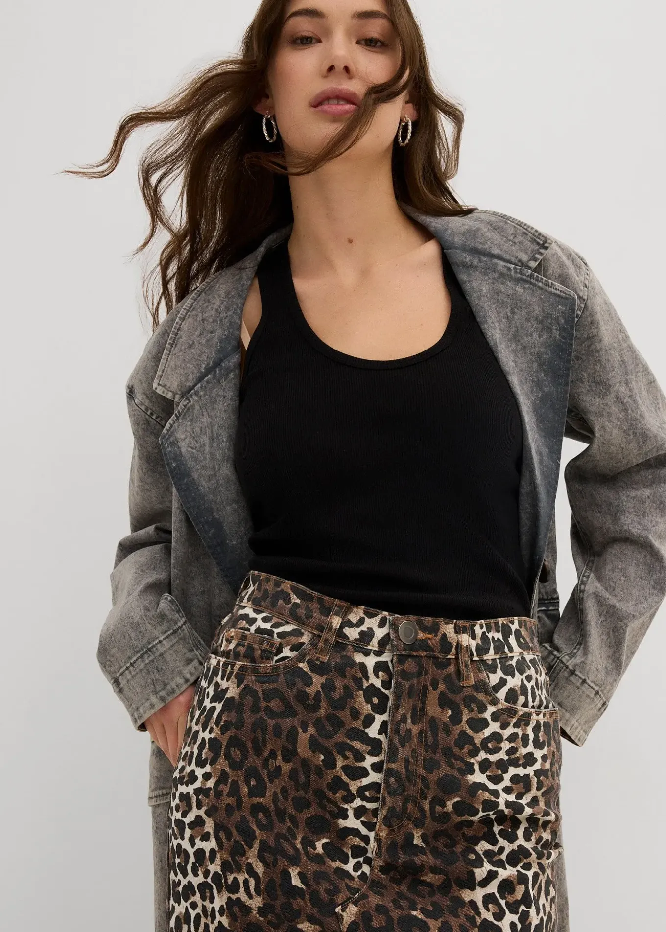 Jupe en twill de coton extensible