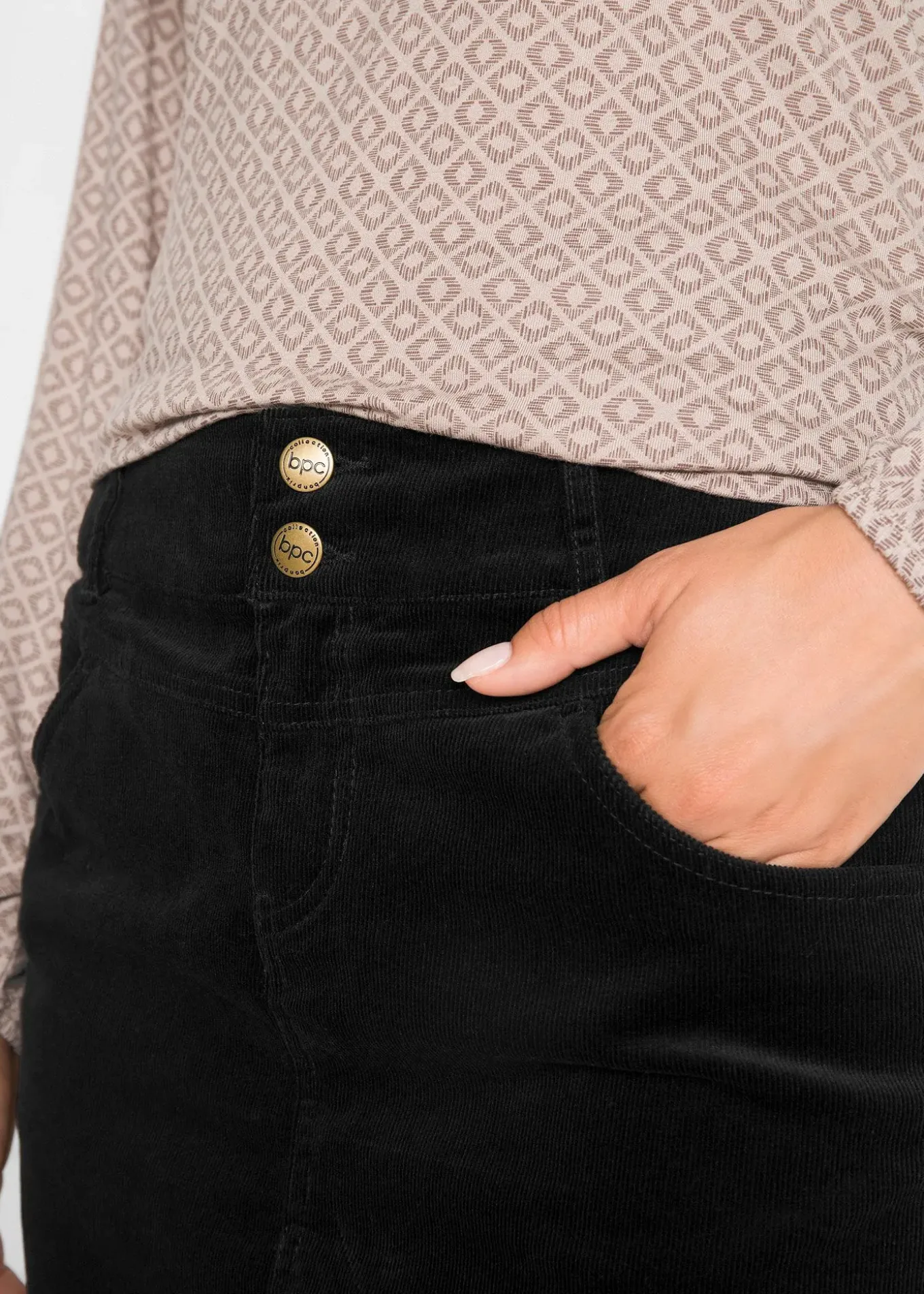 Jupe en velours côtelé extensible