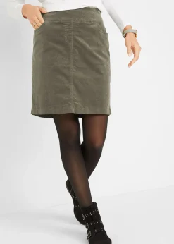 Jupe en velours côtelé extensible à ceinture élastiquée