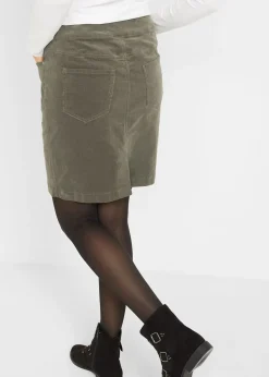 Jupe en velours côtelé extensible à ceinture élastiquée