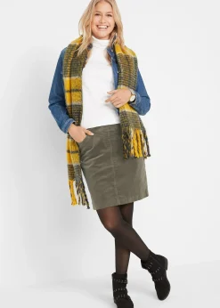 Jupe en velours côtelé extensible à ceinture élastiquée