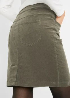 Jupe en velours côtelé extensible à ceinture élastiquée