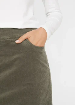 Jupe en velours côtelé extensible à ceinture élastiquée