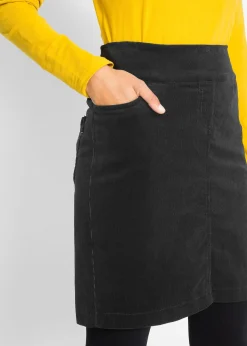 Jupe en velours côtelé extensible à ceinture élastiquée