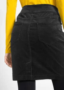 Jupe en velours côtelé extensible à ceinture élastiquée