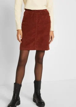 Jupe en velours côtelé extensible à ceinture élastiquée