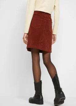 Jupe en velours côtelé extensible à ceinture élastiquée