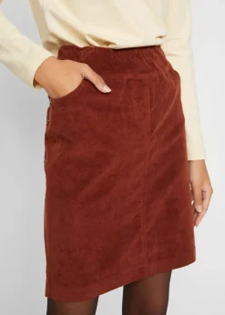 Jupe en velours côtelé extensible à ceinture élastiquée