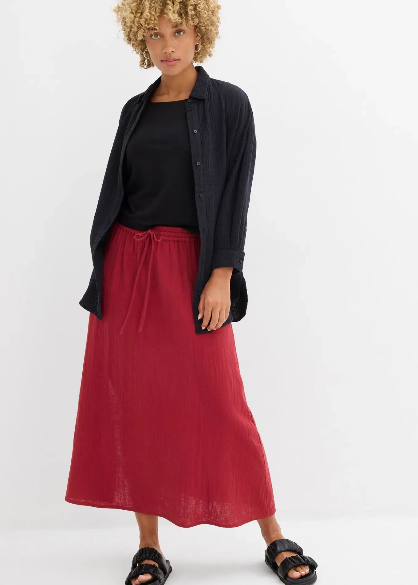 Jupe longue en gaze de coton