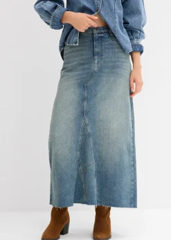 Jupe longue en jean, taille mi-haute