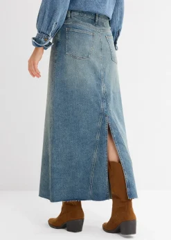 Jupe longue en jean, taille mi-haute