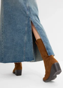 Jupe longue en jean, taille mi-haute