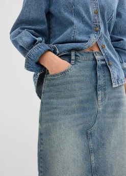 Jupe longue en jean, taille mi-haute