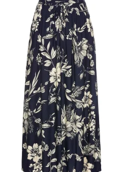 Jupe longue en viscose avec taille élastique et lien à nouer