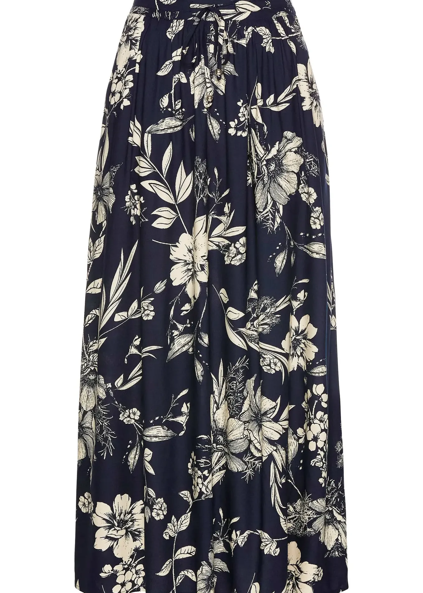 Jupe longue en viscose avec taille élastique et lien à nouer